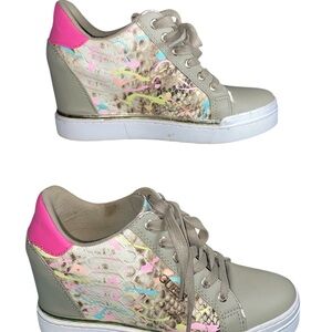 Guess Pink and Tan Sneakers with Hidden Wedge